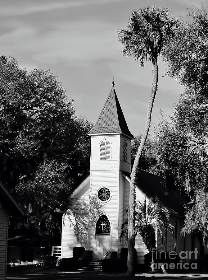 Country Church Black and White Photograph by D Hackett