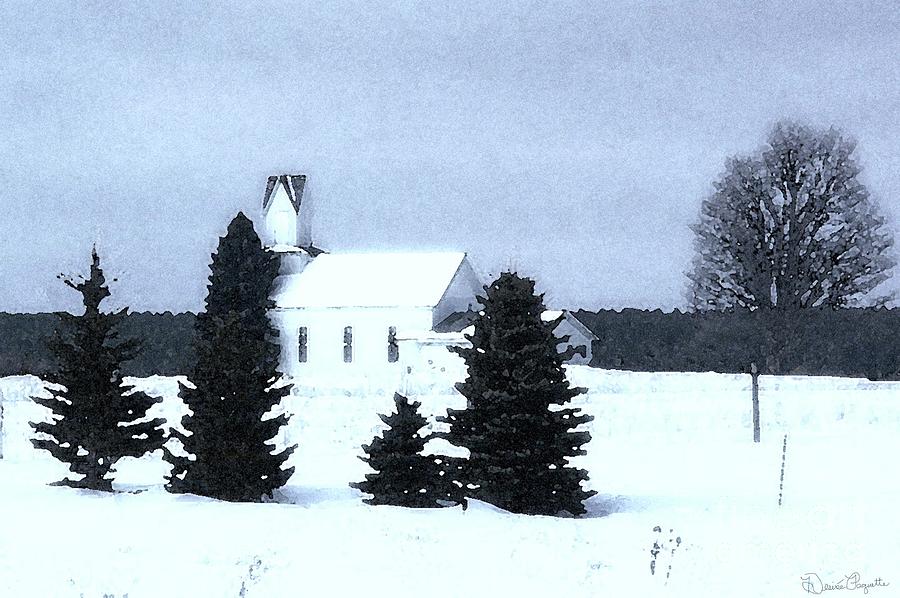 Country Church In Winter Mixed Media by Desiree Paquette