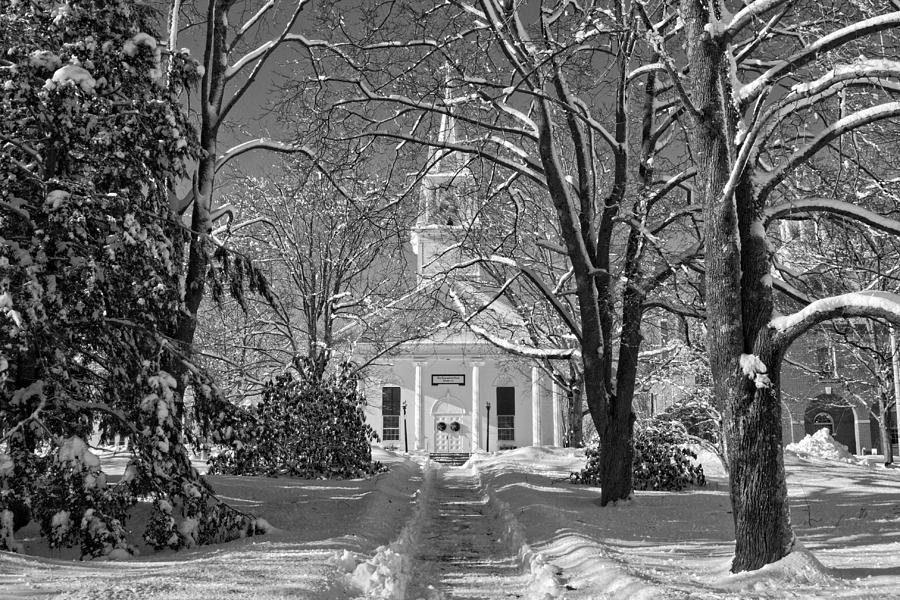 Country Church In Winter Maine BandW Photo Photograph by Keith Webber Jr