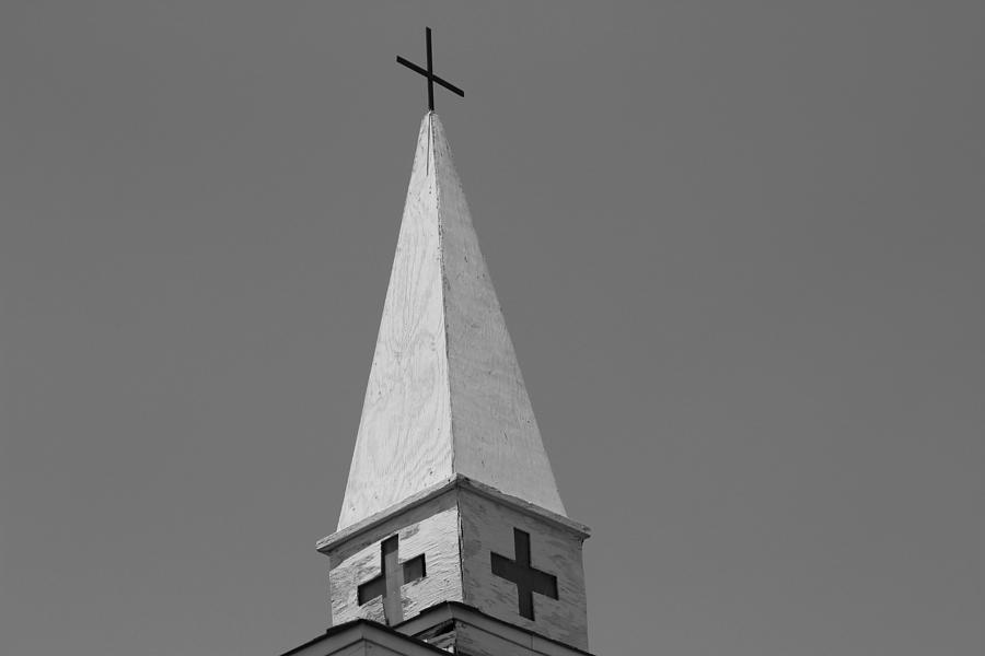 Country Church Steeple in Black and White Photograph by Colleen Cornelius