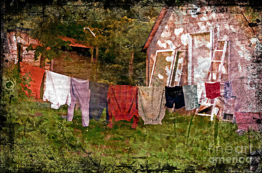Country Clothes Line  - Digital Paint 5 Photograph by Debbie Portwood