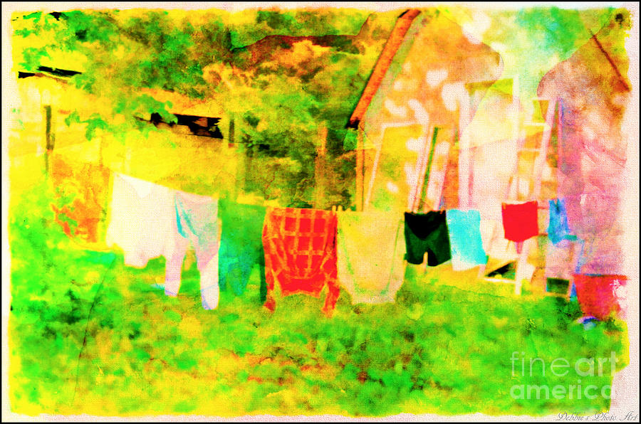 Country Clothes Line  - Digital Paint 6 Photograph by Debbie Portwood
