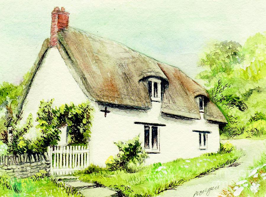 Country Painting - Country Cottage England by Morgan Fitzsimons Country Painting - Country Cottage England by Morgan Fitzsimons