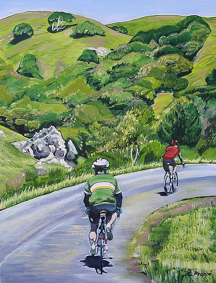 Bikes Painting - Country Cyclists by Colleen Proppe Bikes Painting - Country Cyclists by Colleen Proppe