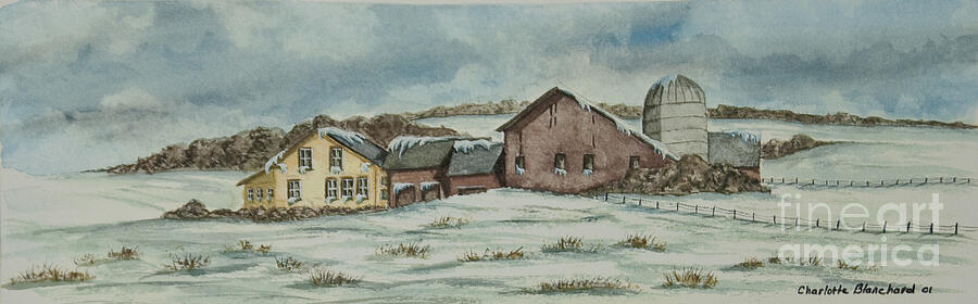 Country Farm In Winter Painting by Charlotte Blanchard