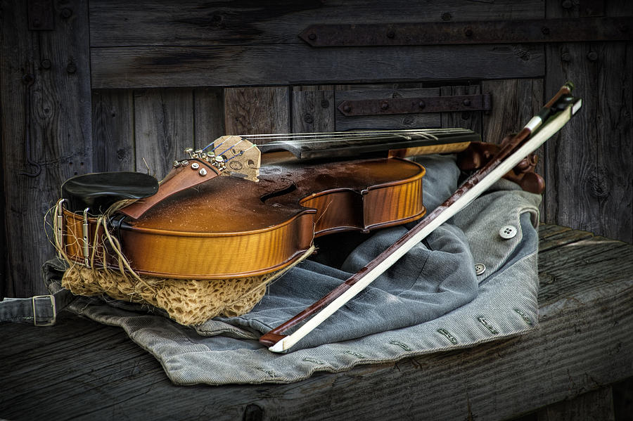 Country Fiddle Stringed Instrument with Bow Photograph by Randall Nyhof