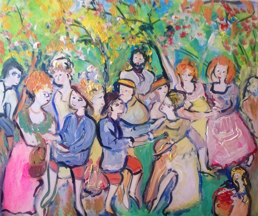 Dance Painting - Country folks dancing  by Judith Desrosiers