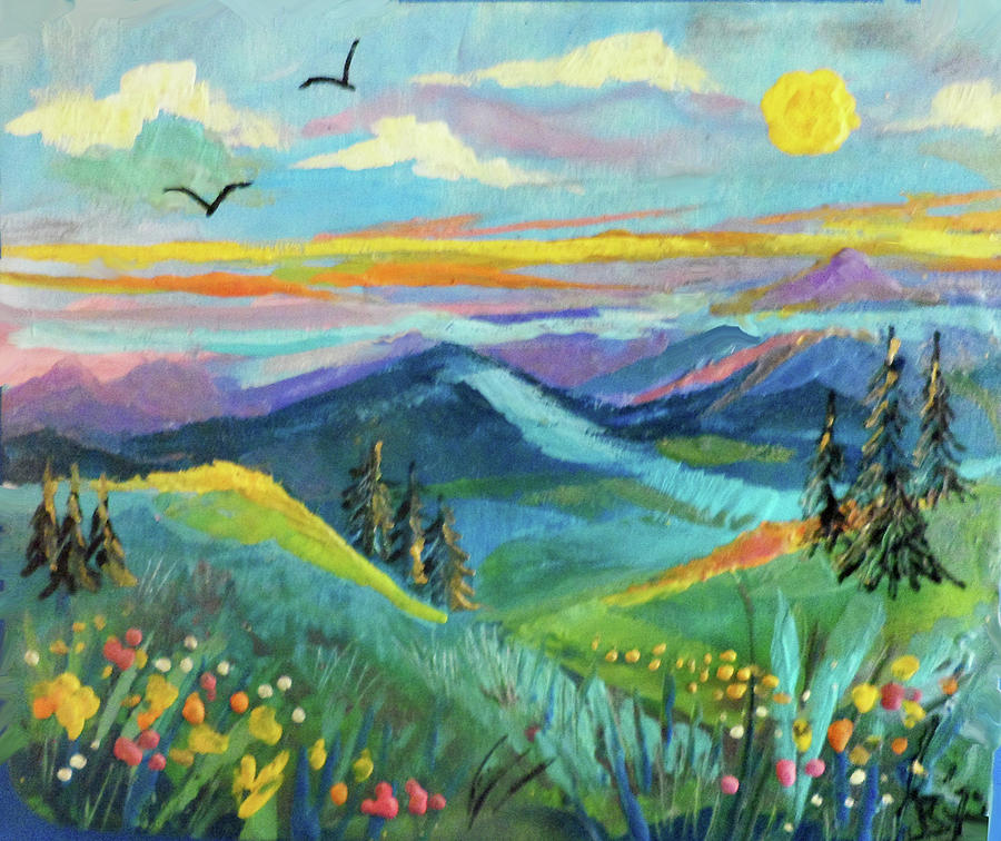 Country Hills Painting by Jean Batzell Fitzgerald