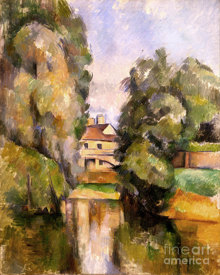 Country House by a River Painting by Cezanne
