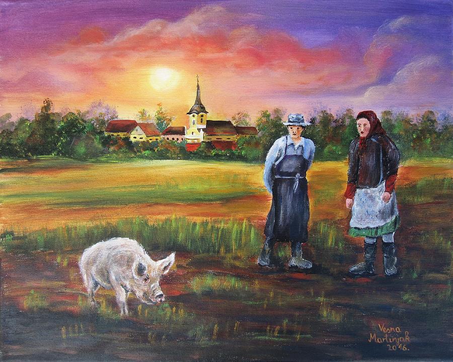 Country life Painting by Vesna Martinjak