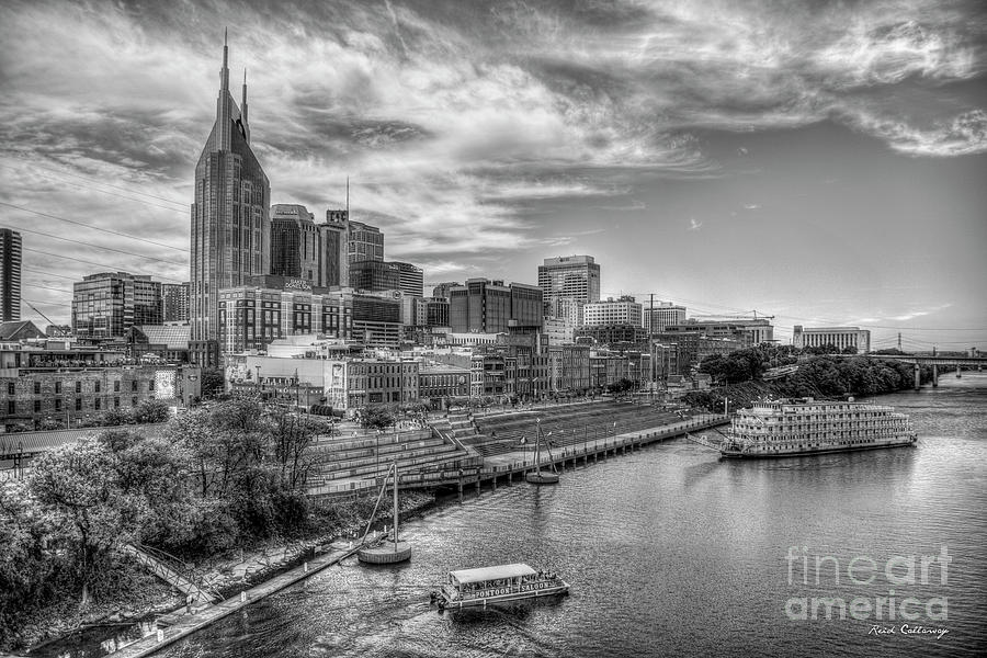 Music City Photograph - Country Music Capital B W Nashville Tennessee Cityscape Art by Reid Callaway