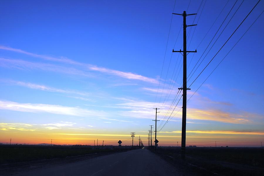 Tree Photograph - Country Open Road Sunset - Blue Sky by Matt Quest