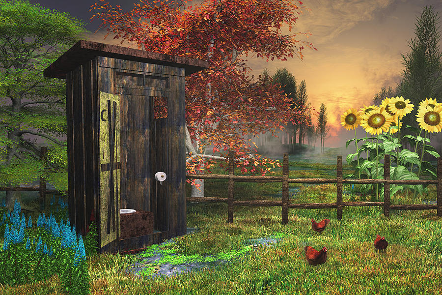 Flower Digital Art - Country Outhouse by Mary Almond