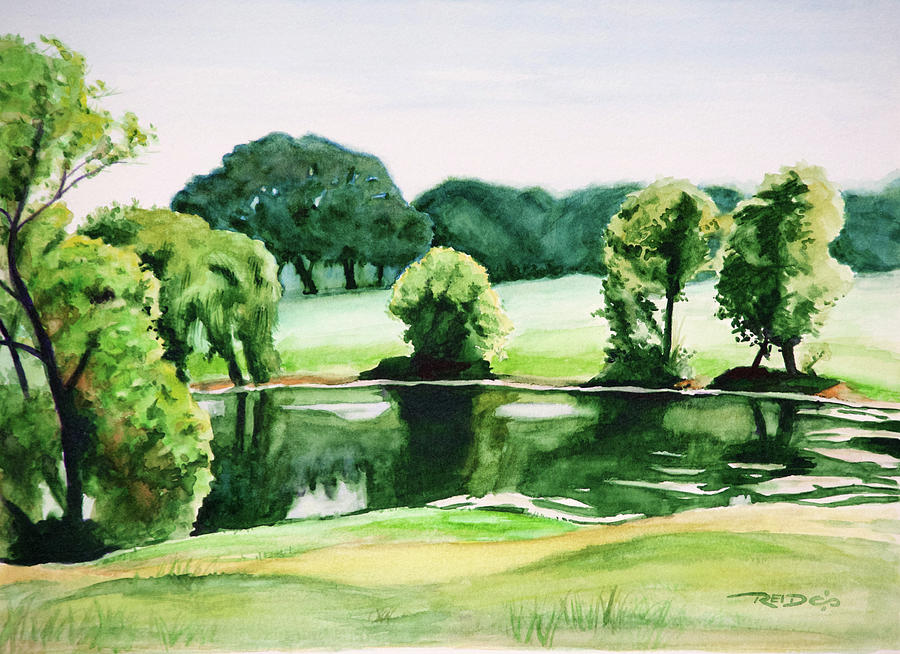 Tree Painting - Country Pond by Christopher Reid