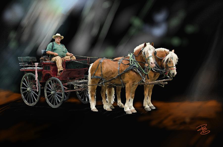 Country road horse and wagon Digital Art by Debra Baldwin