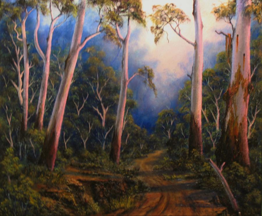 Landscape Painting - Country Road Sunset #1 by John Cocoris