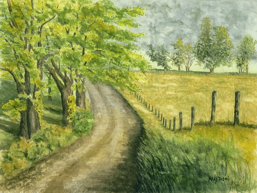 Nature Painting - Country Road by Mary Tuomi