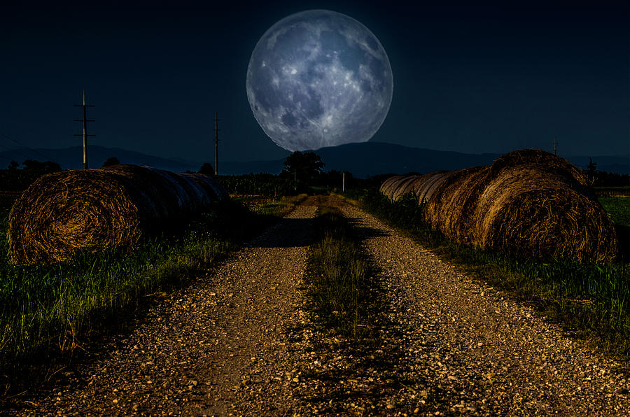 Country road to the moon Photograph by Wolfgang Stocker