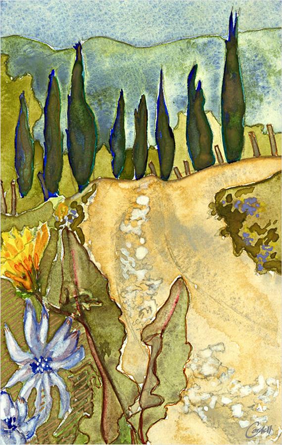 Country Road Umbertide, Perugia Painting by Joan Cordell