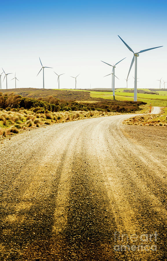 Country roads and scenic windfarms Photograph by Jorgo Photography