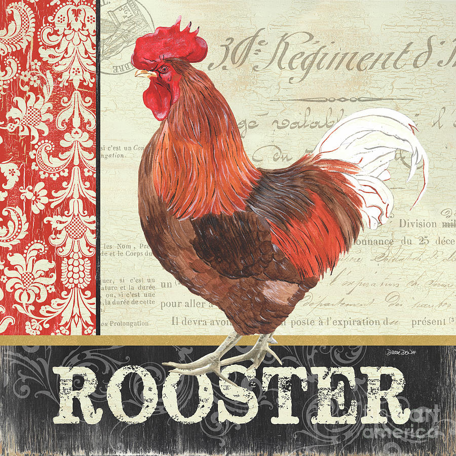 Chicken Painting - Country Rooster 2 by Debbie DeWitt