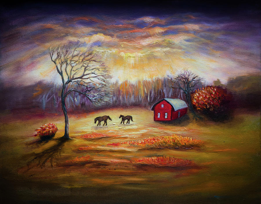 Country scene late fall Painting by Lilia D