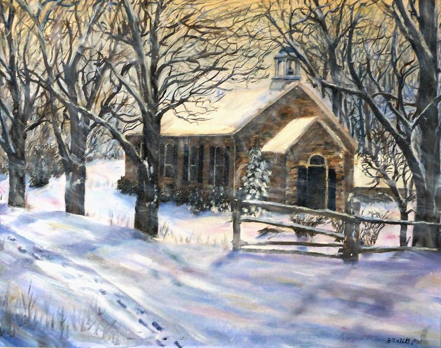 Country Schoolhouse in Winter Painting by Brent Arlitt