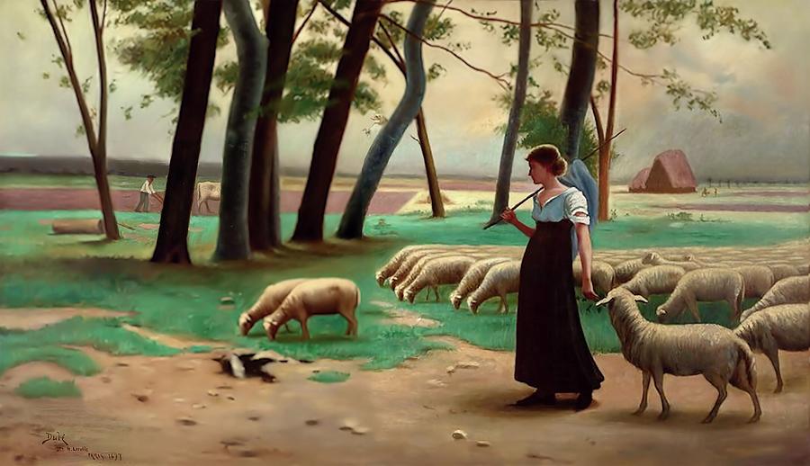 Country Shepherdess  Painting by Henri Lerolle