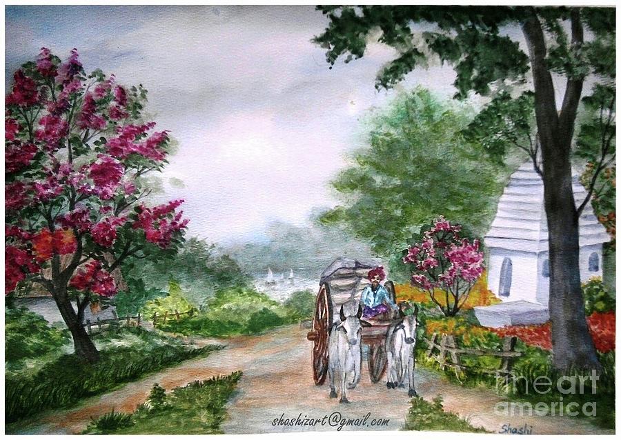 Tree Painting - Country side 2 by Shashikanta Parida