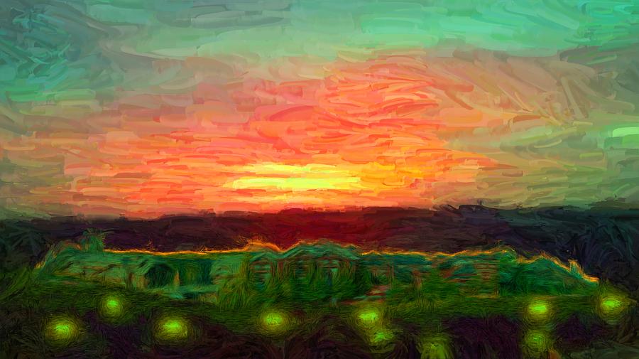 Country Side Urban Settlement Sunrise Digital Art by Caito Junqueira