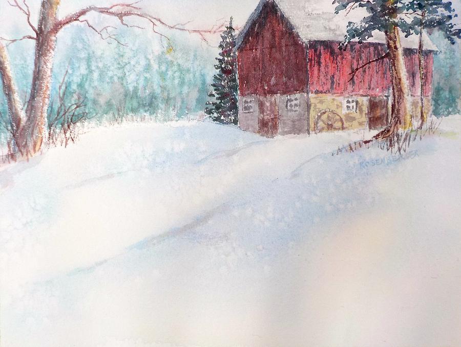 Country Snowscape Painting by Carolyn Rosenberger