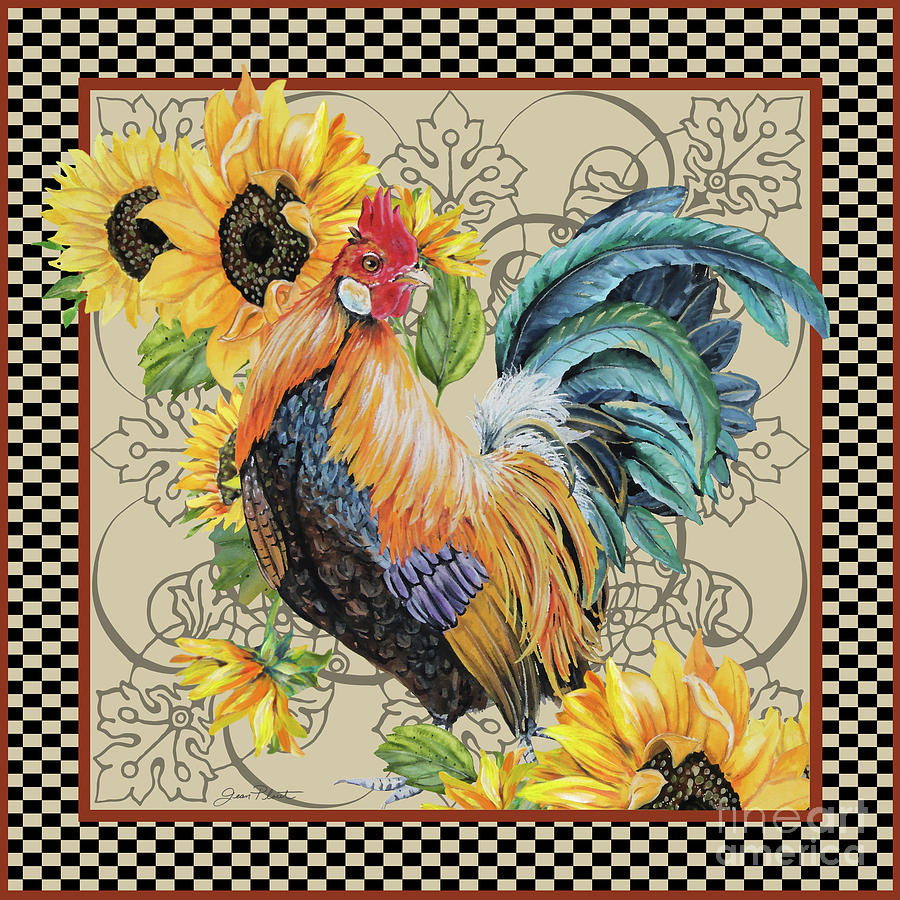 Country Time Rooster-A Painting by Jean Plout