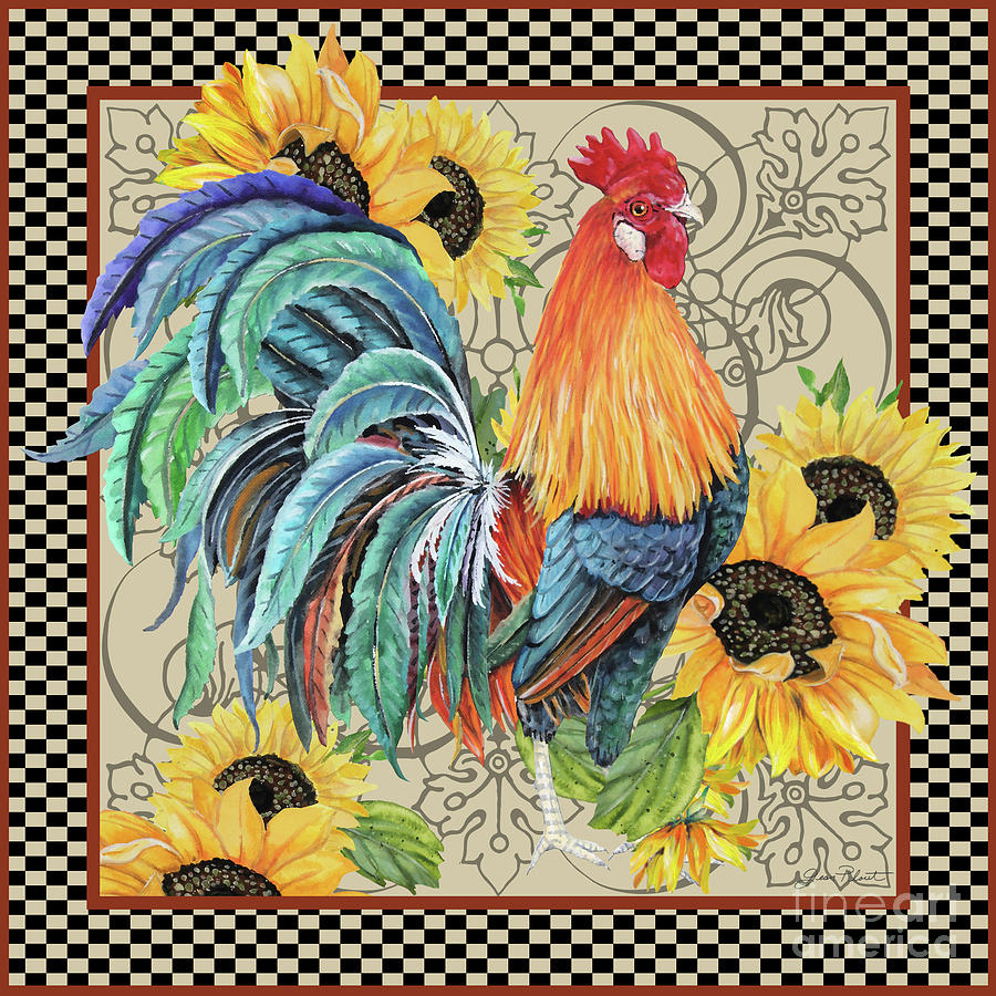 Country Time Rooster-D Painting by Jean Plout