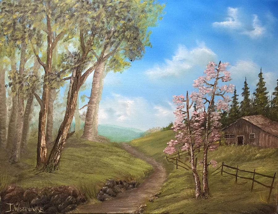 Country valley  Painting by Justin Wozniak