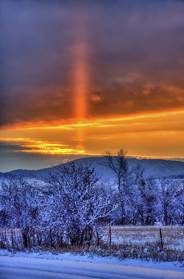 Country Winter Sun Pillar Photograph by Fiskr Larsen