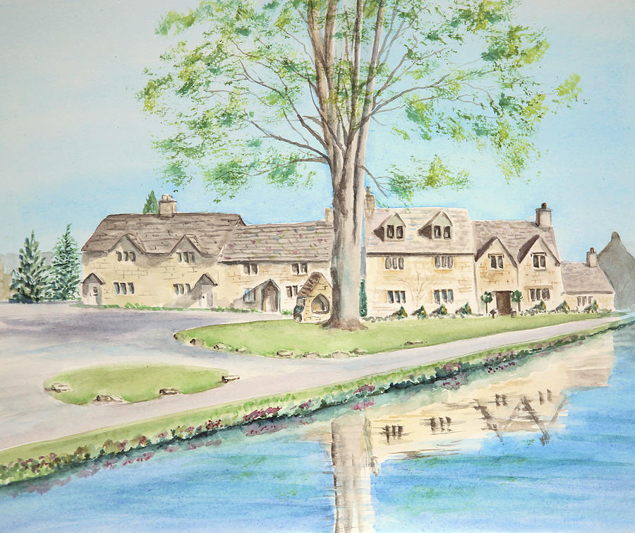 Countryside cottages Painting by Elizabeth Lock