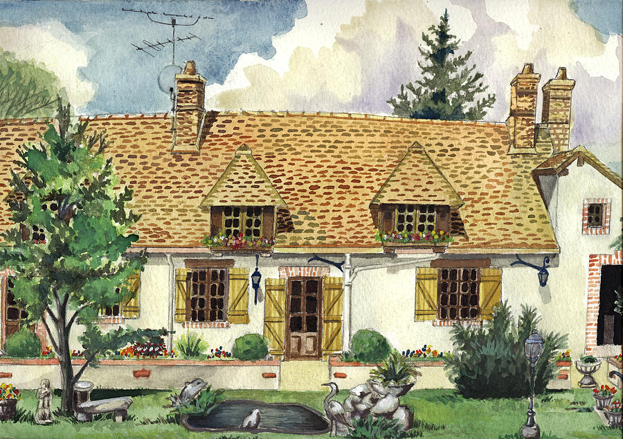 Nature Painting - Countryside House In France by Alban Dizdari