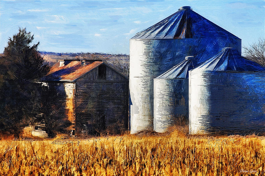 Countryside Old Barn and Silos Photograph by Anna Louise