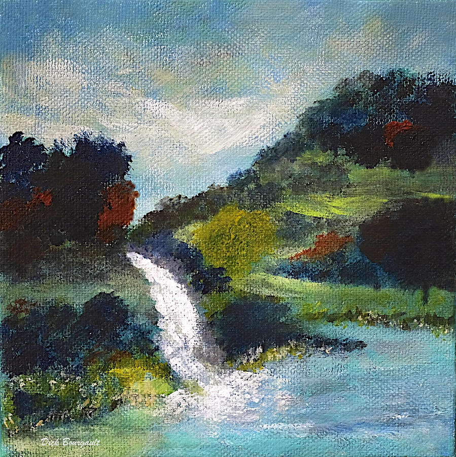 Countryside Waterfall Painting by Dick Bourgault