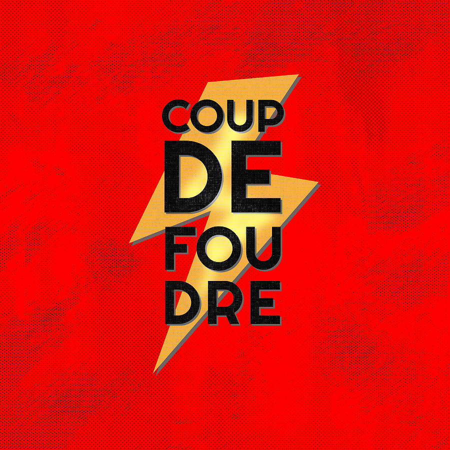 Typography Digital Art - Coup de Foudre - Retro Red by Antique Images  