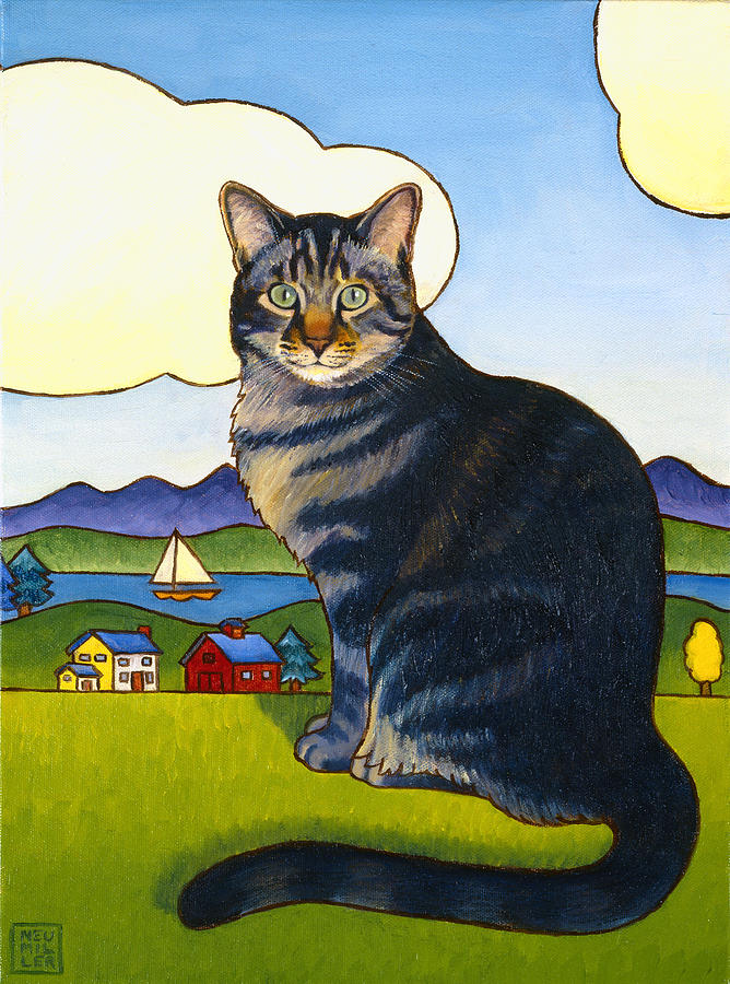 Coupeville Cat Painting by Stacey Neumiller
