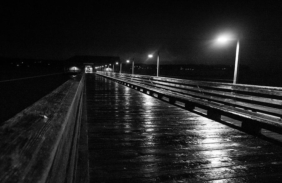 Coupeville Wharf on a Rainy NIght Photograph by Mary Lee Dereske