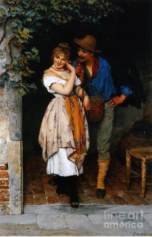 Couple Courting, 1887 by Eugen von Blaas Painting by Eugen von Blaas