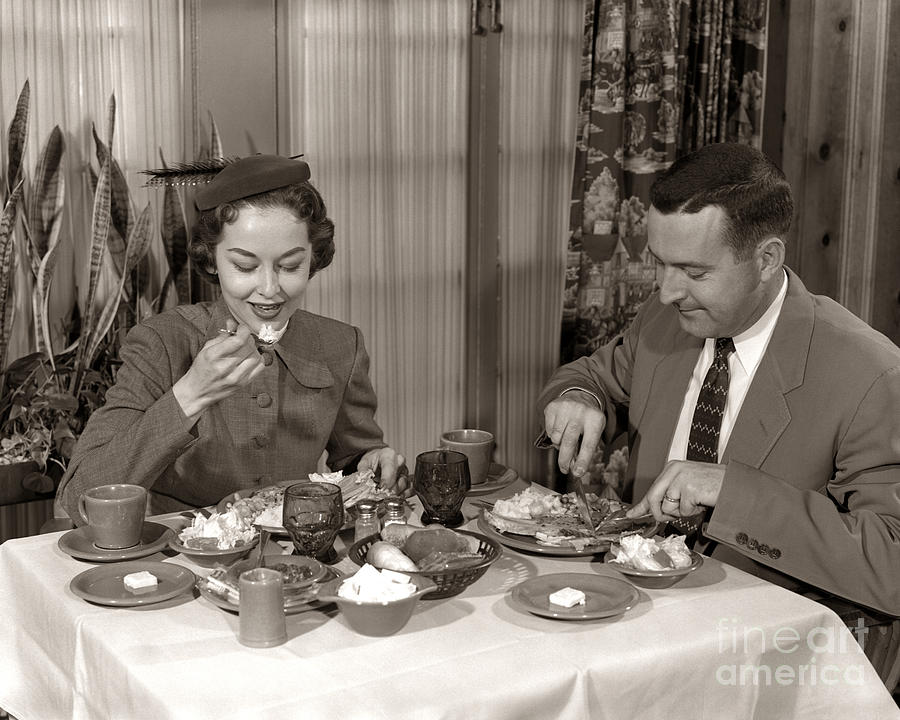 Couple Dining In Restaurant, C.1950s Photograph by H. Armstrong Roberts/ClassicStock