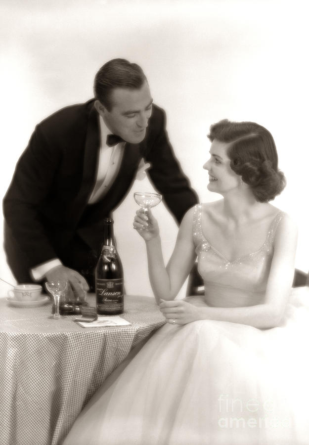 Couple Drinking Champagne, C.1950s Photograph by Corry/ClassicStock | Fine  Art America