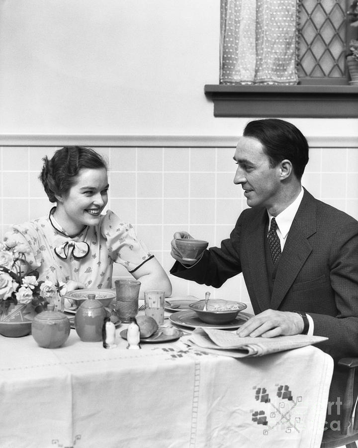 Couple Eating Breakfast, C.1930s Photograph by H. Armstrong Roberts/ClassicStock