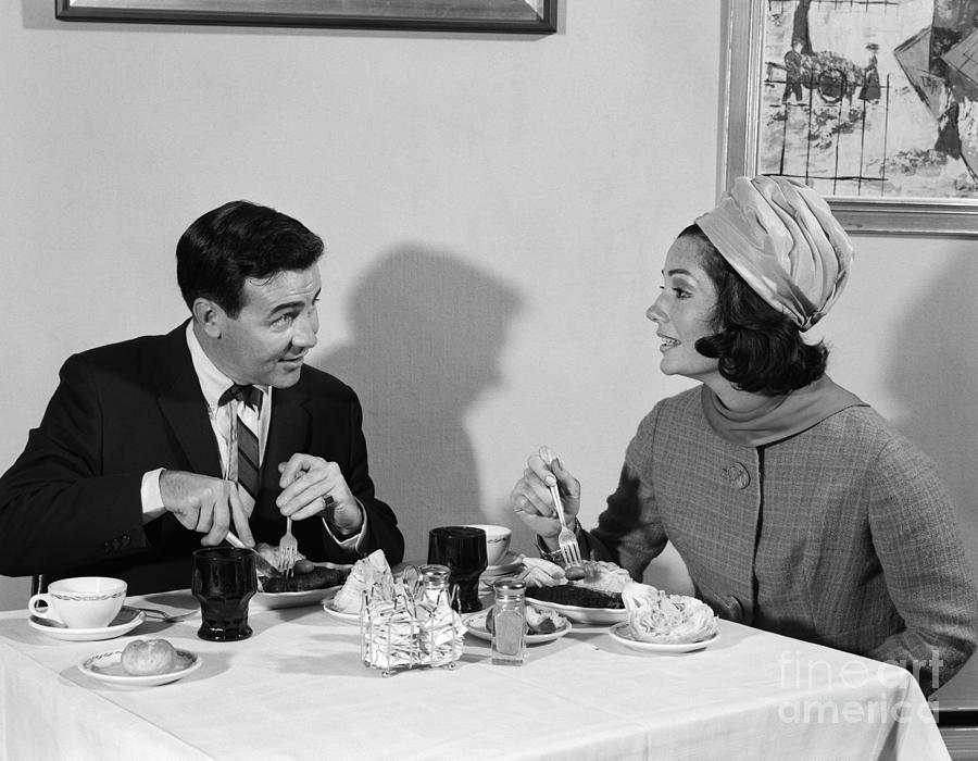 Couple Eating Out, C.1960s Photograph by H. Armstrong Roberts/ClassicStock