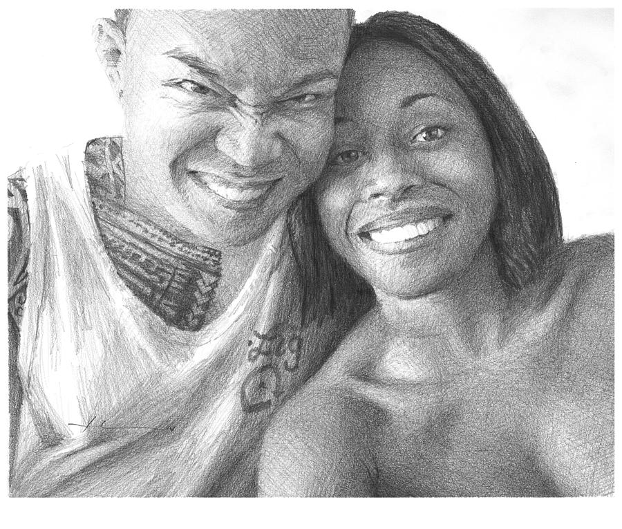 Couple Happy Drawing by Mike Theuer Portraits