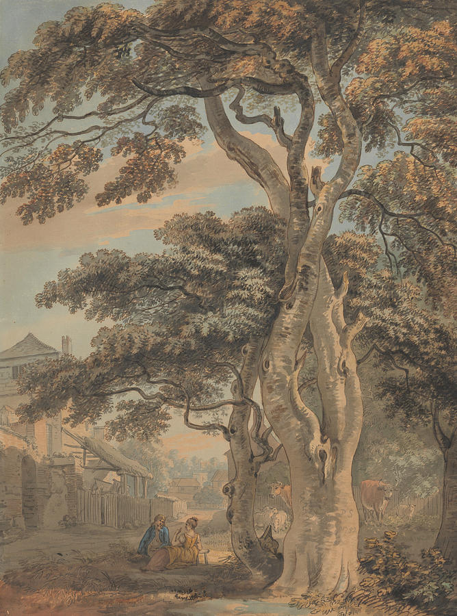 Couple in a Farmyard Painting by Paul Sandby