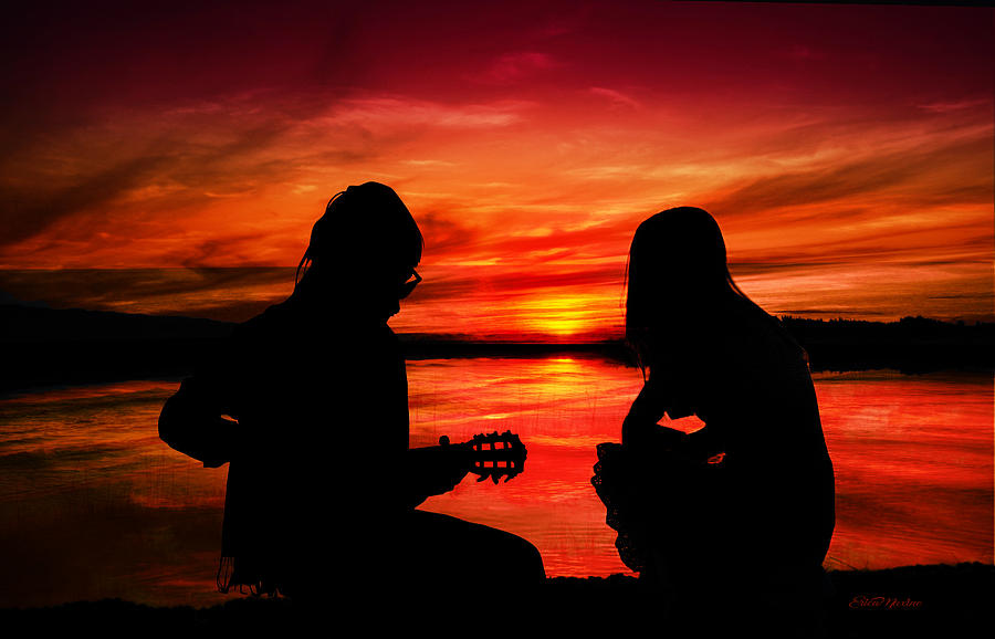 Music Photograph - Couple in the Sunset by Ericamaxine Price